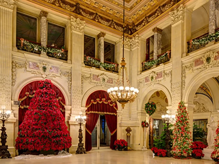 The Breakers Great Hall Decked out at Christmas