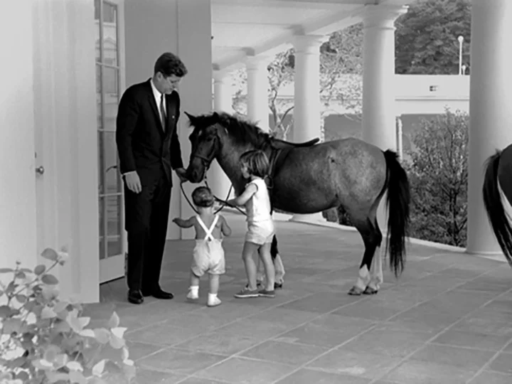 JFK, his children, and a horse