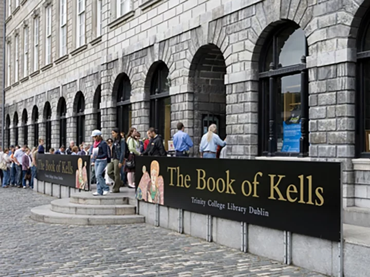 Entrance to The Book of Kells at Trinity College Library, Dublin