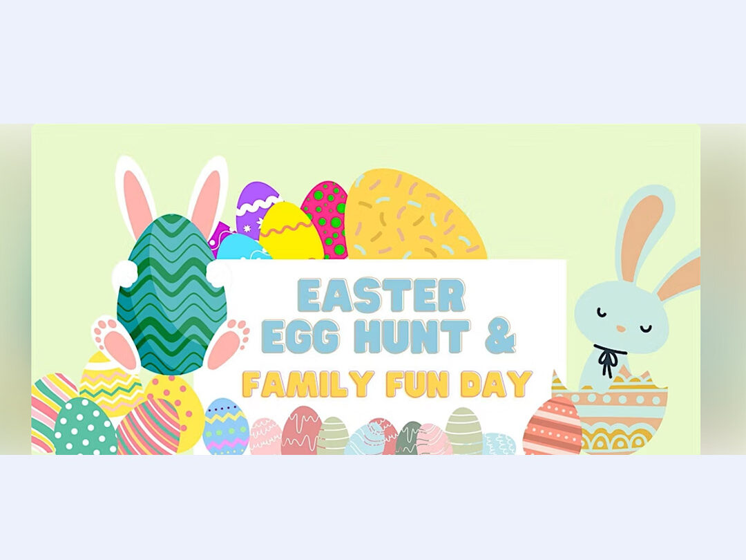 Illustration of Bunnies and Easter Eggs