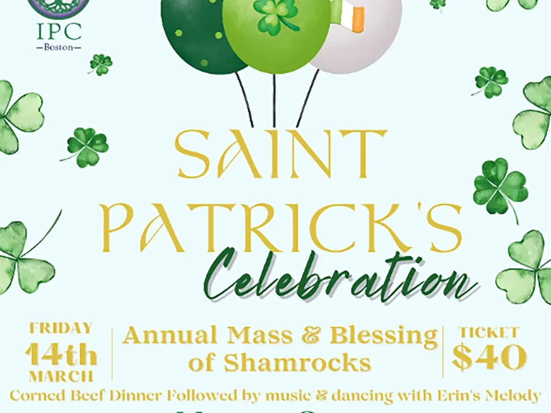 Event Flyer for Saint Patrick's Celebration with images of balloons and clovers