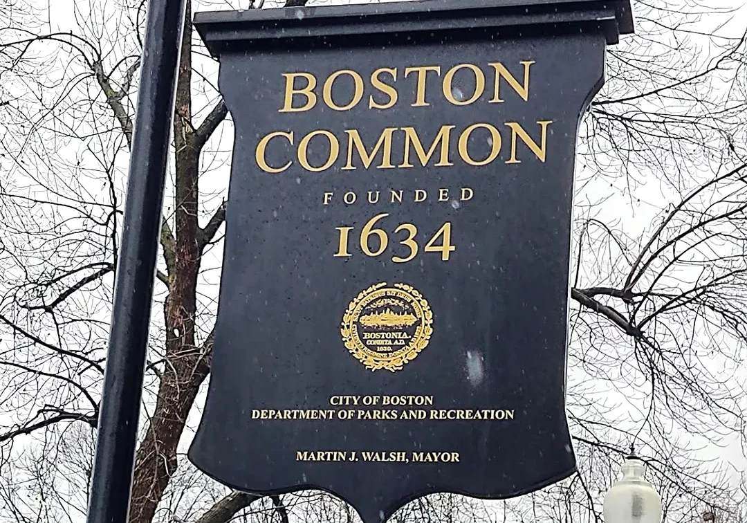 Boston Common Sign-winter Boston Common sign in winter
